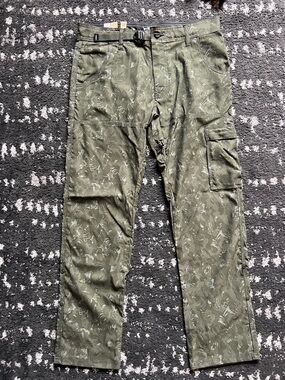 Prana Olive Green Patterned Cargo Pants